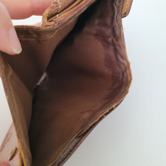 Etro Vintage Brown Paisley Medium Leather Wallet Compact Logo Italian Bifold - Picture 6 of 16